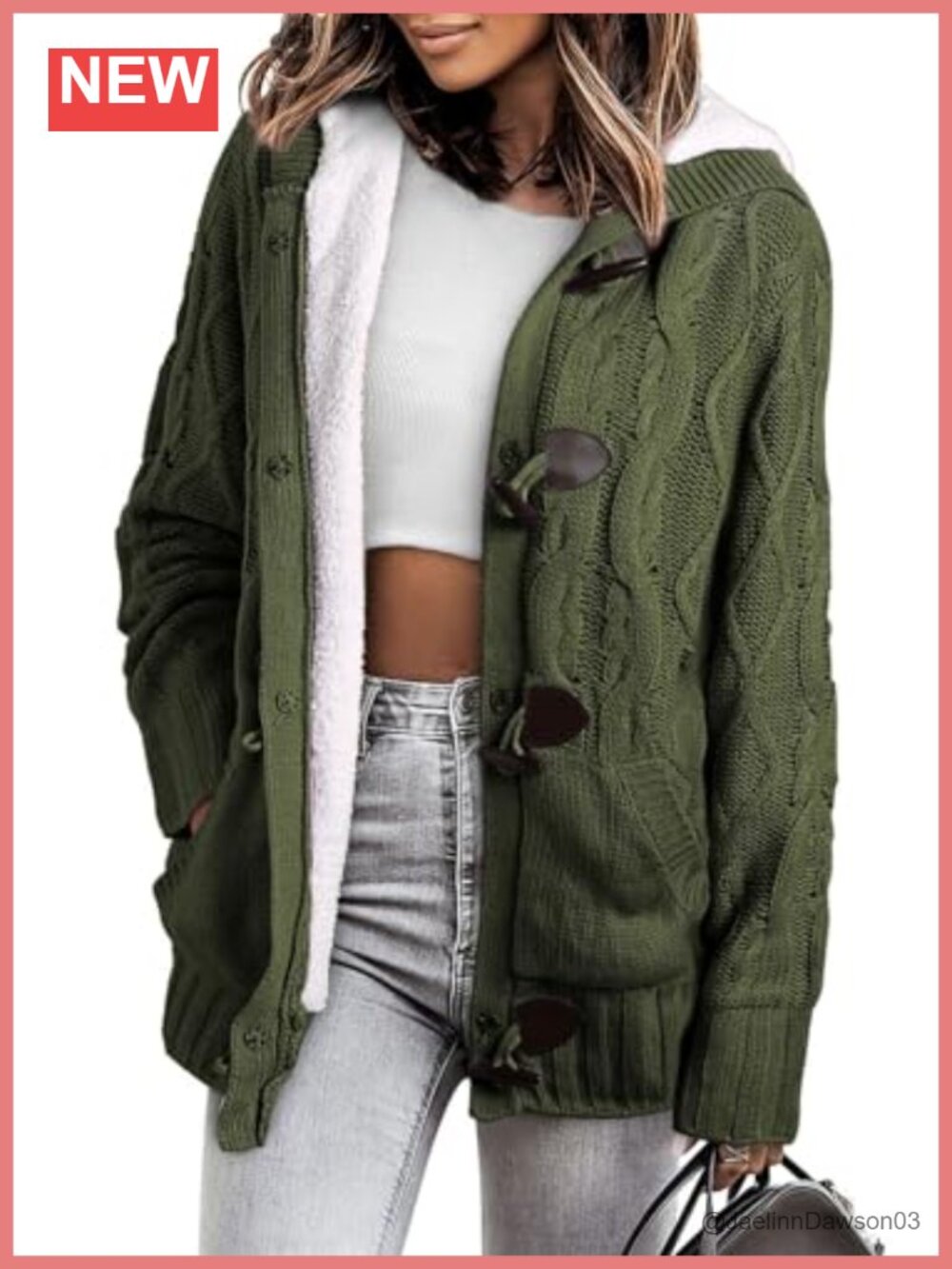 Fleece Lined Hooded Cardigan Sweater Button Down Winter Coat